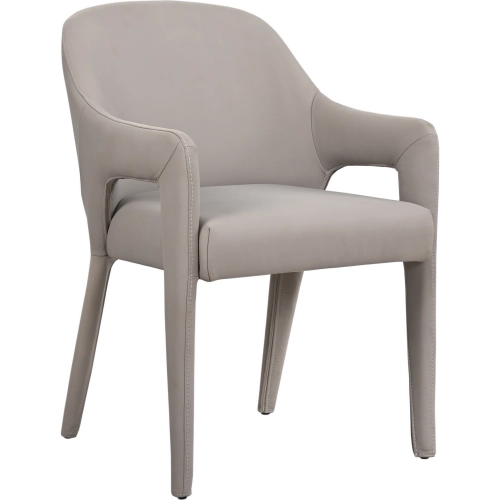 Hokkaido Dining Arm Chair in Mink Color Leather (Set of 2)